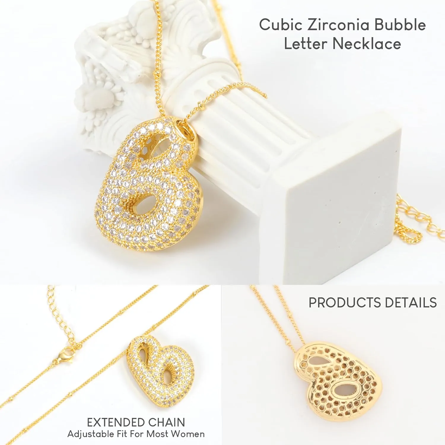 Bubble Initial Necklaces for Women Dainty Balloon Letter Pendant Name Necklaces Charm Chain Necklaces Jewelry