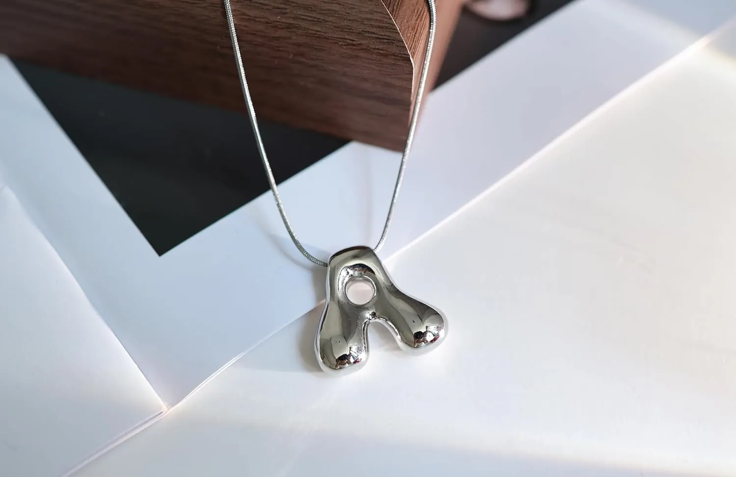 Bubble Initial Necklaces for Women Dainty Balloon Letter Pendant Name Necklaces Charm Chain Necklaces Jewelry
