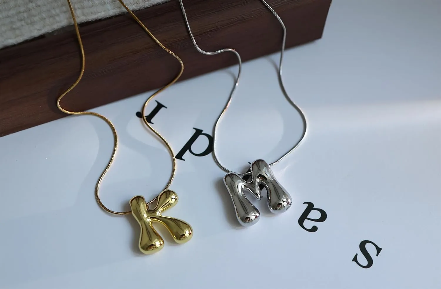 Bubble Initial Necklaces for Women Dainty Balloon Letter Pendant Name Necklaces Charm Chain Necklaces Jewelry