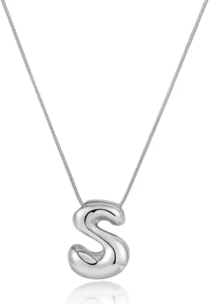 Bubble Initial Necklaces for Women Dainty Balloon Letter Pendant Name Necklaces Charm Chain Necklaces Jewelry