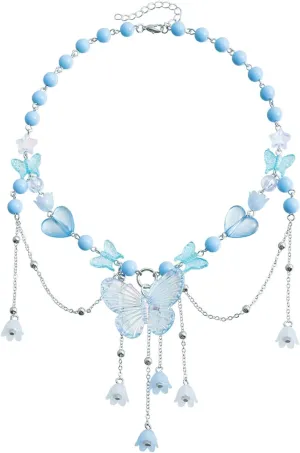 Butterfly Necklaces for Women Pearl Butterfly Necklaces Layered Pearl Butterfly Necklaces Trendy Choker Necklaces for Women Vintage Crystal Butterfly Pendant Necklace Butterfly Jewelry for Women