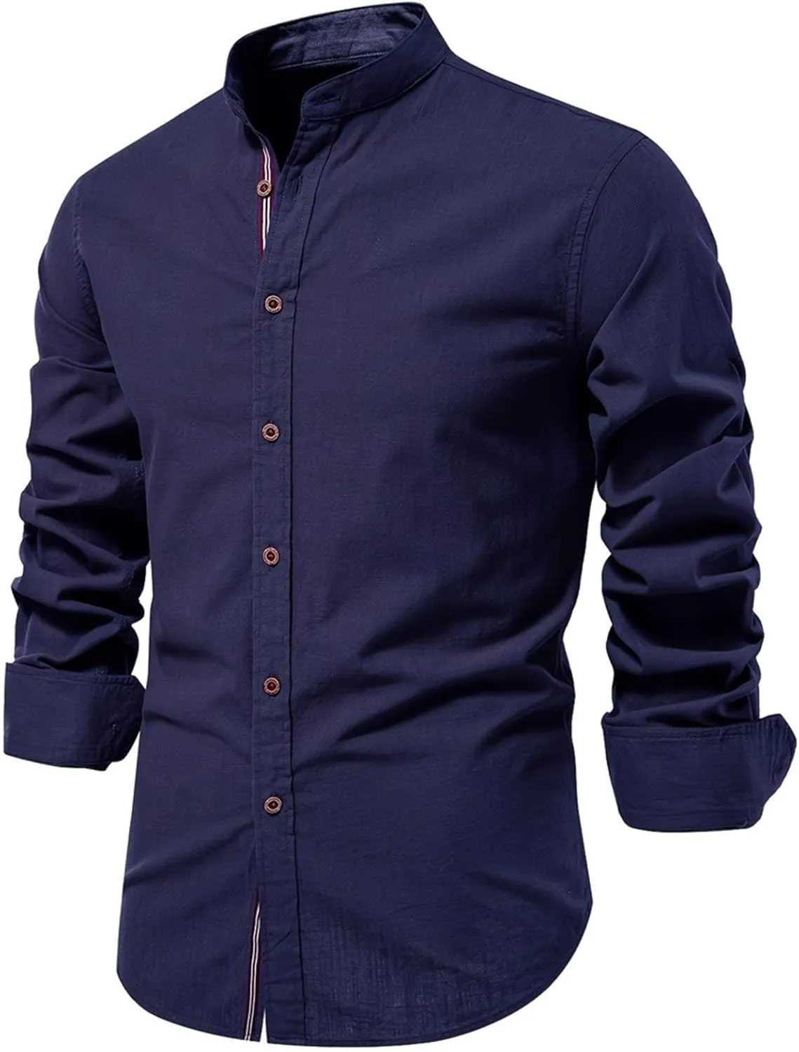 Button Up Shirt Men Long Sleeve Slim Fit Solid Color Casual Collar Shirts Lightweight Regular Fit Work Jackets