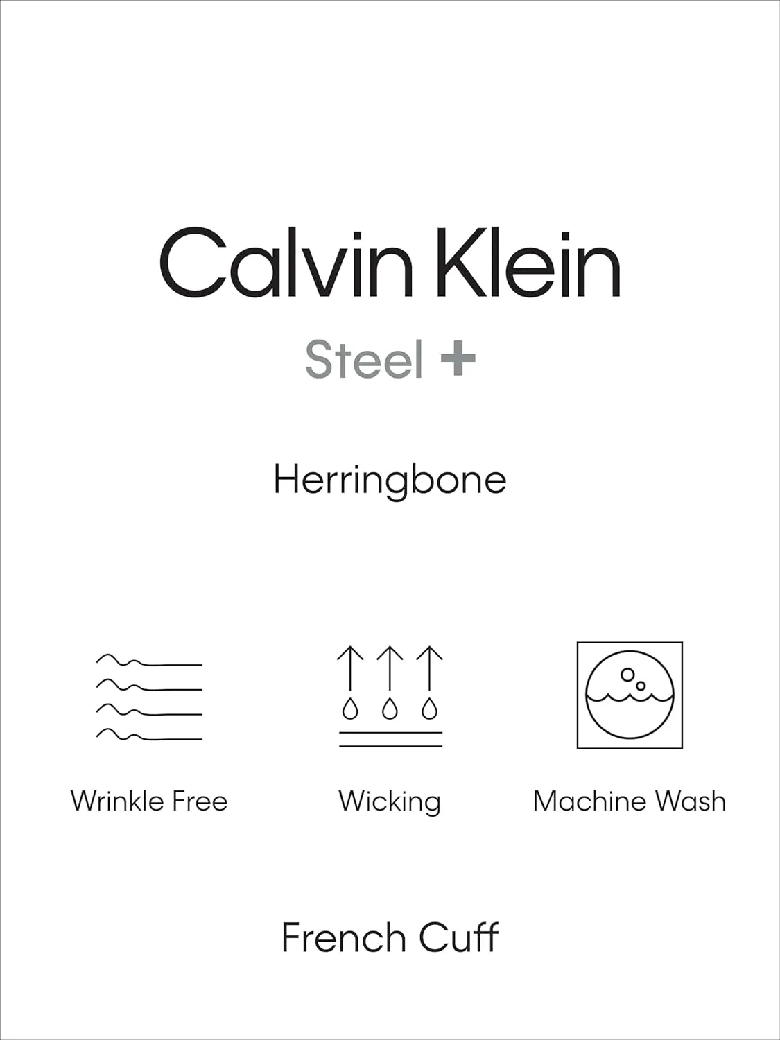 Calvin Klein Men's Dress Shirt Slim Fit Non Iron Herringbone French Cuff