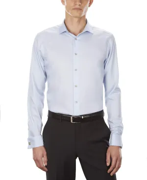 Calvin Klein Men's Non Iron Slim Fit French Cuff Dress Shirt Shirt, Blue, 15.5" Neck 32"-33" Sleeve