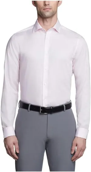 Calvin Klein Men's Non Iron Slim Fit French Cuff Dress Shirt Shirt, Pink, 14" Neck 32"-33" Sleeve