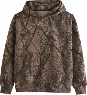 Camo Hoodie Womens Maple Leaf Print Oversized Hooded Sweatshirt Long Sleeve Fleece Pullover Sweatshirts with Pocket