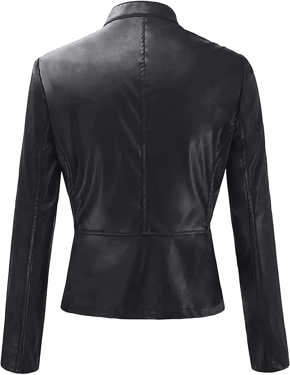 Canbebig Womens Faux Leather Jackets Zip Up Suit Jackets Slim Fit Coats Casual Lightweight Outwear Moto Biker Jackets