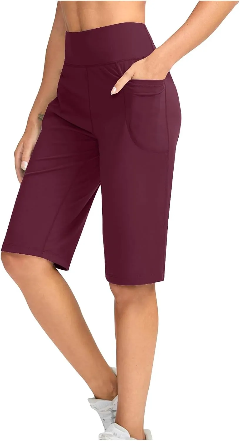 Capri Pants for Women Plus Size Casual Summer Knee Length Wide Leg Yoga Pants Athletic Workout Shorts Capris