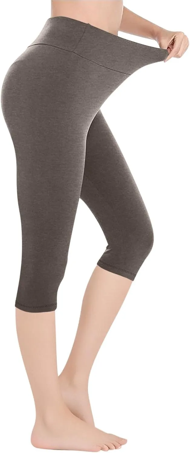 Capri Pants Women Cropped Legging 3/4 Length Plain Cropped Trousers Elasticated Waist Underpants Workout