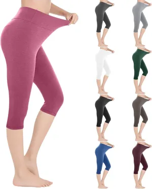 Capri Pants Women Cropped Legging 3/4 Length Plain Cropped Trousers Elasticated Waist Underpants Workout