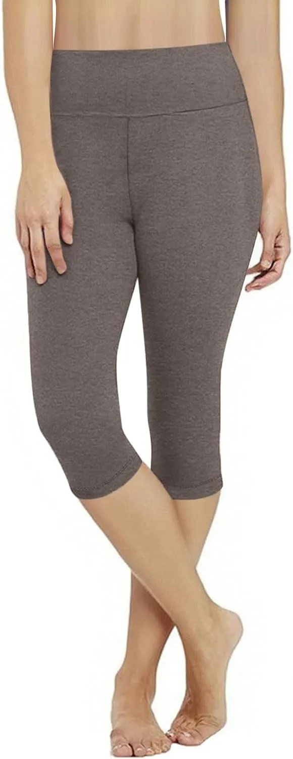 Capri Pants Women Cropped Legging 3/4 Length Plain Cropped Trousers Elasticated Waist Underpants Workout