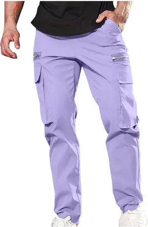 Cargo Work Trousers for Men Smart Casual Pants Straight Leg Pant Elastic Waist Trousers Gym Sweatpants Outdoor