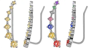 Cartilage Earrings for Women Crawler Rhinestone Blue Yellow Colorful Cute Jewelry Gift