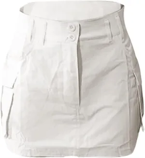 Casual Cargo Skirt for Women High Waisted Skirts Denim Skirt with Pocket Fashion Versatile for Women's Half Work