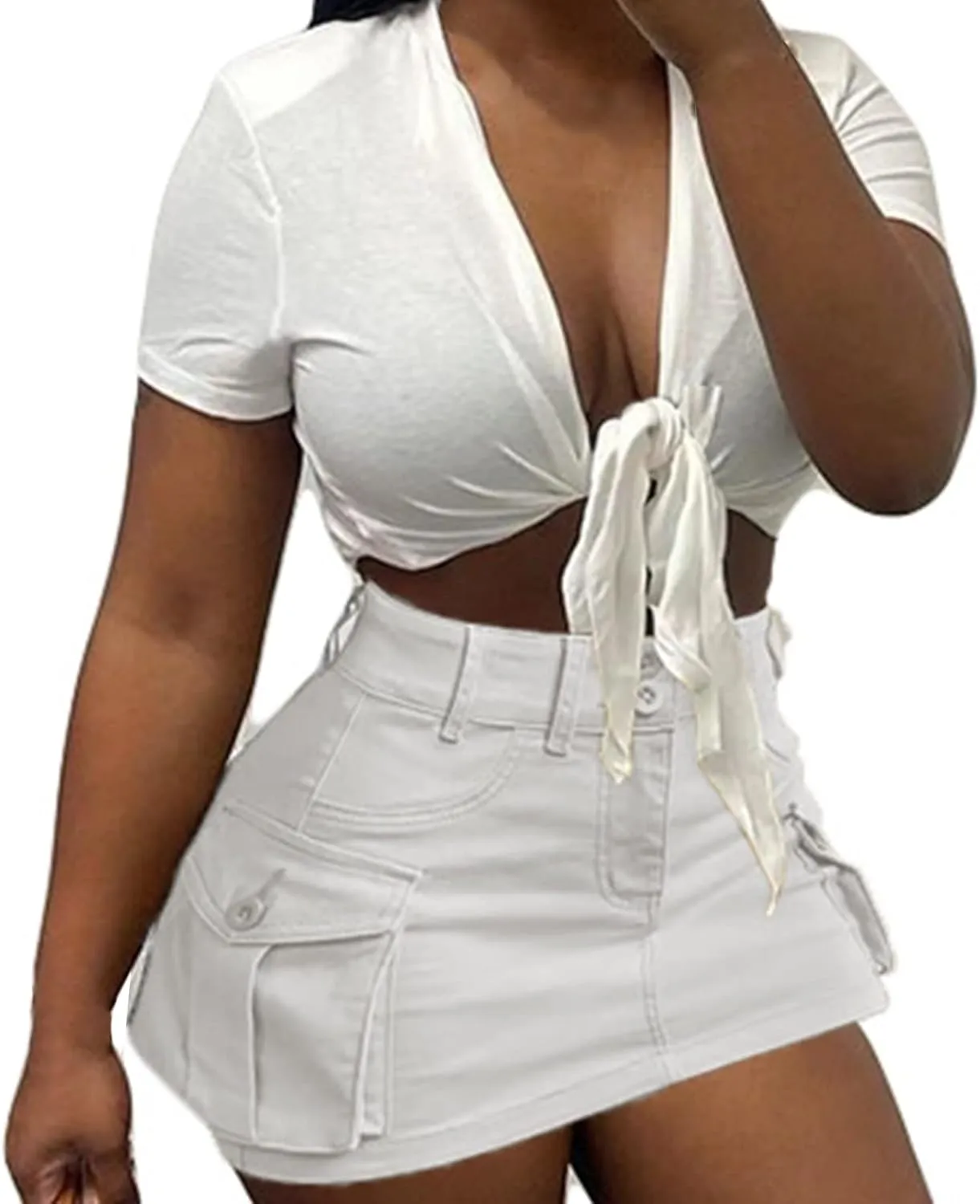 Casual Cargo Skirt for Women High Waisted Skirts Denim Skirt with Pocket Fashion Versatile for Women's Half Work