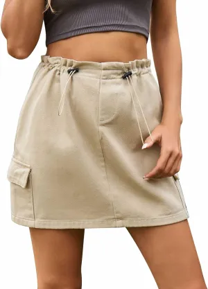 Casual Cargo Skirt for Women High Waisted Skirts Denim Skirt with Pocket Spring Dresses Pencil Skirts for Women's