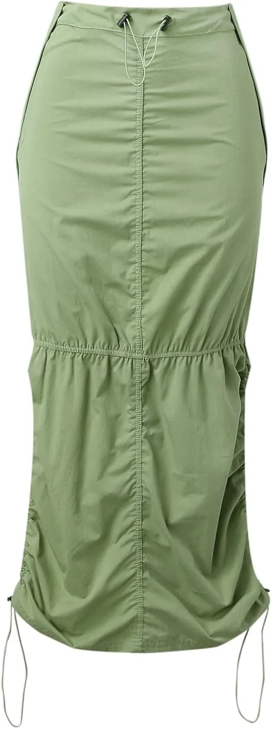 Casual Cargo Skirt for Women High Waisted Skirts Jean Skirt with Pockets Beach A Line Dress for Women's Novelty