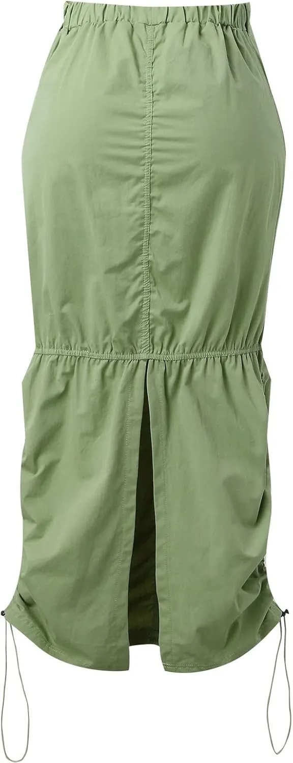 Casual Cargo Skirt for Women High Waisted Skirts Jean Skirt with Pockets Beach A Line Dress for Women's Novelty