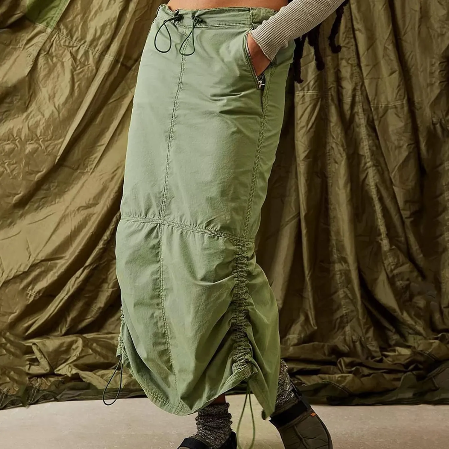 Casual Cargo Skirt for Women High Waisted Skirts Jean Skirt with Pockets Beach A Line Dress for Women's Novelty