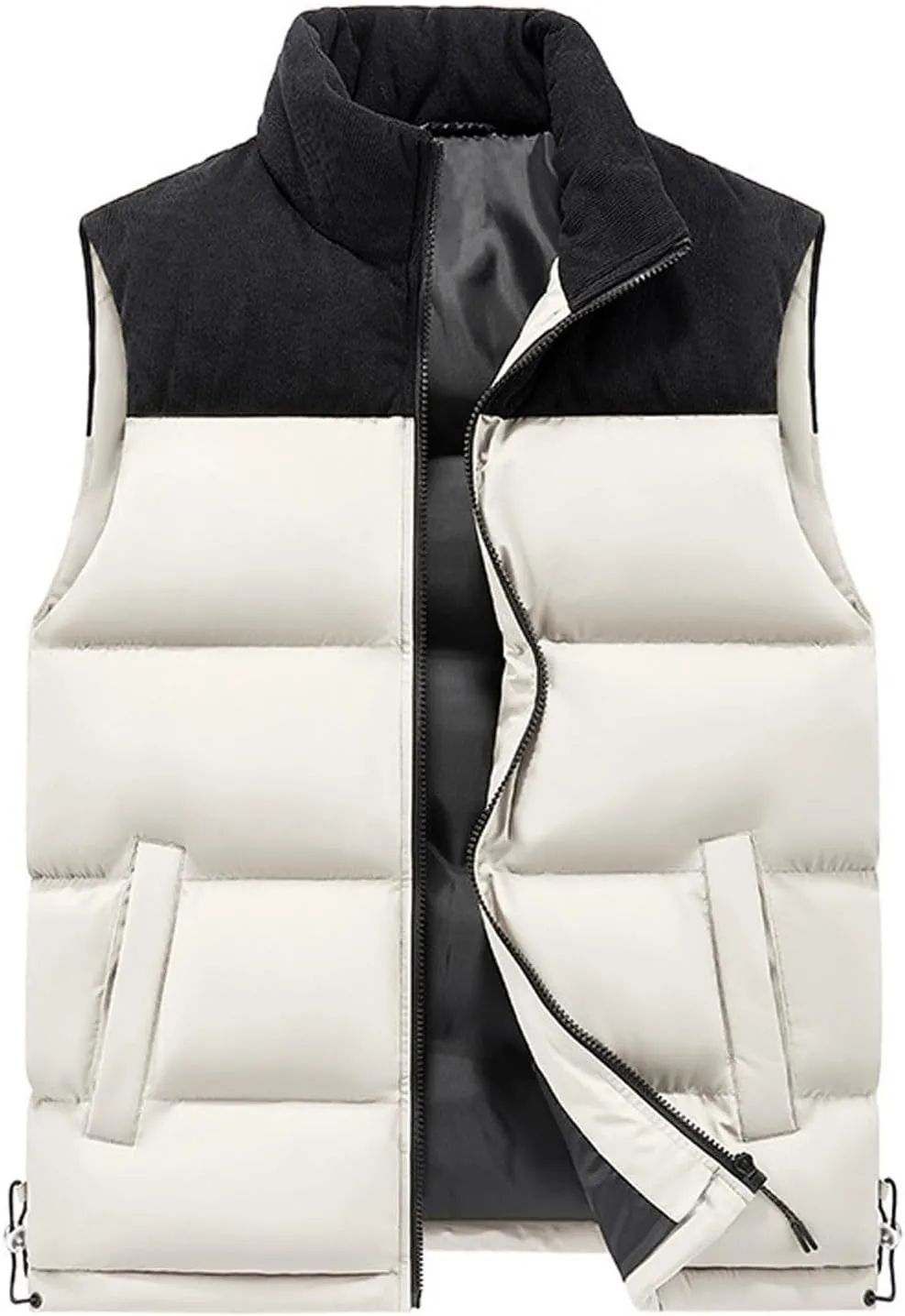 Casual Puffer Vest for Men 2024 Trendy Stand Collar Quilted Vest Outdoor Warm Winter Sleeveless Jacket Outerwear