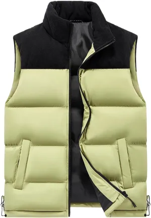 Casual Puffer Vest for Men 2024 Trendy Stand Collar Quilted Vest Outdoor Warm Winter Sleeveless Jacket Outerwear