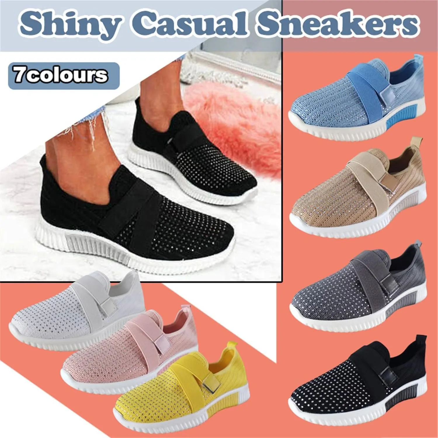 Cathalem Gym Shoes for Women Workout Memory Foam Walking Shoes Running Classic Slip On Athletic Tennis Sneakers