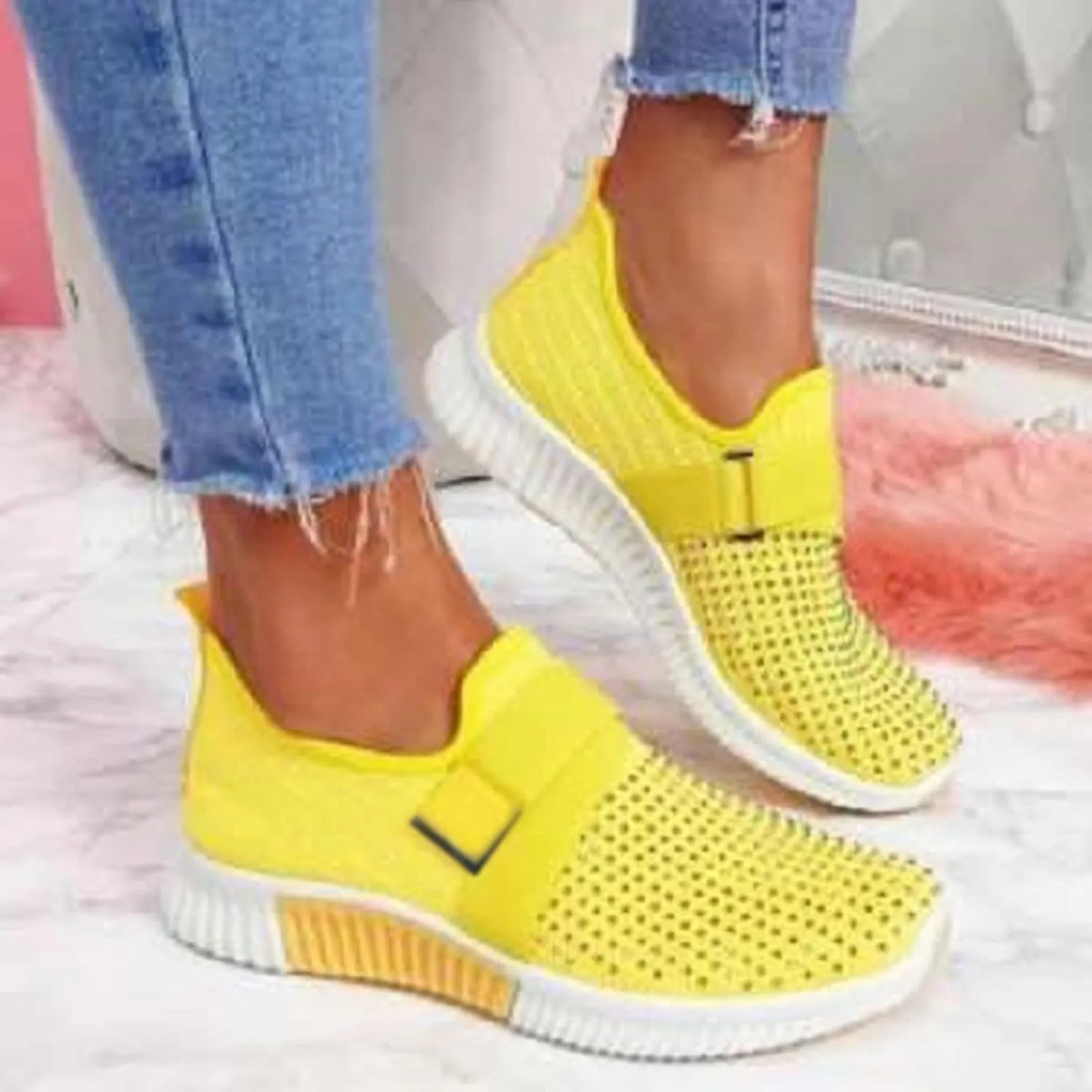 Cathalem Gym Shoes for Women Workout Memory Foam Walking Shoes Running Classic Slip On Athletic Tennis Sneakers