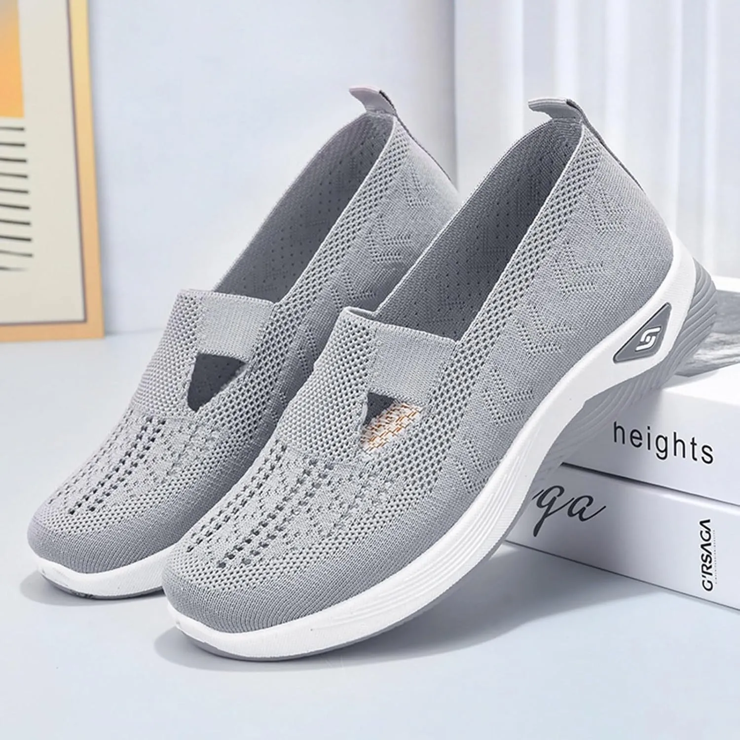 Cathalem Walking Shoes for Women, Women's Woven Orthopedic Breathable Soft Sole Shoes Outdoor Fashion Sneakers