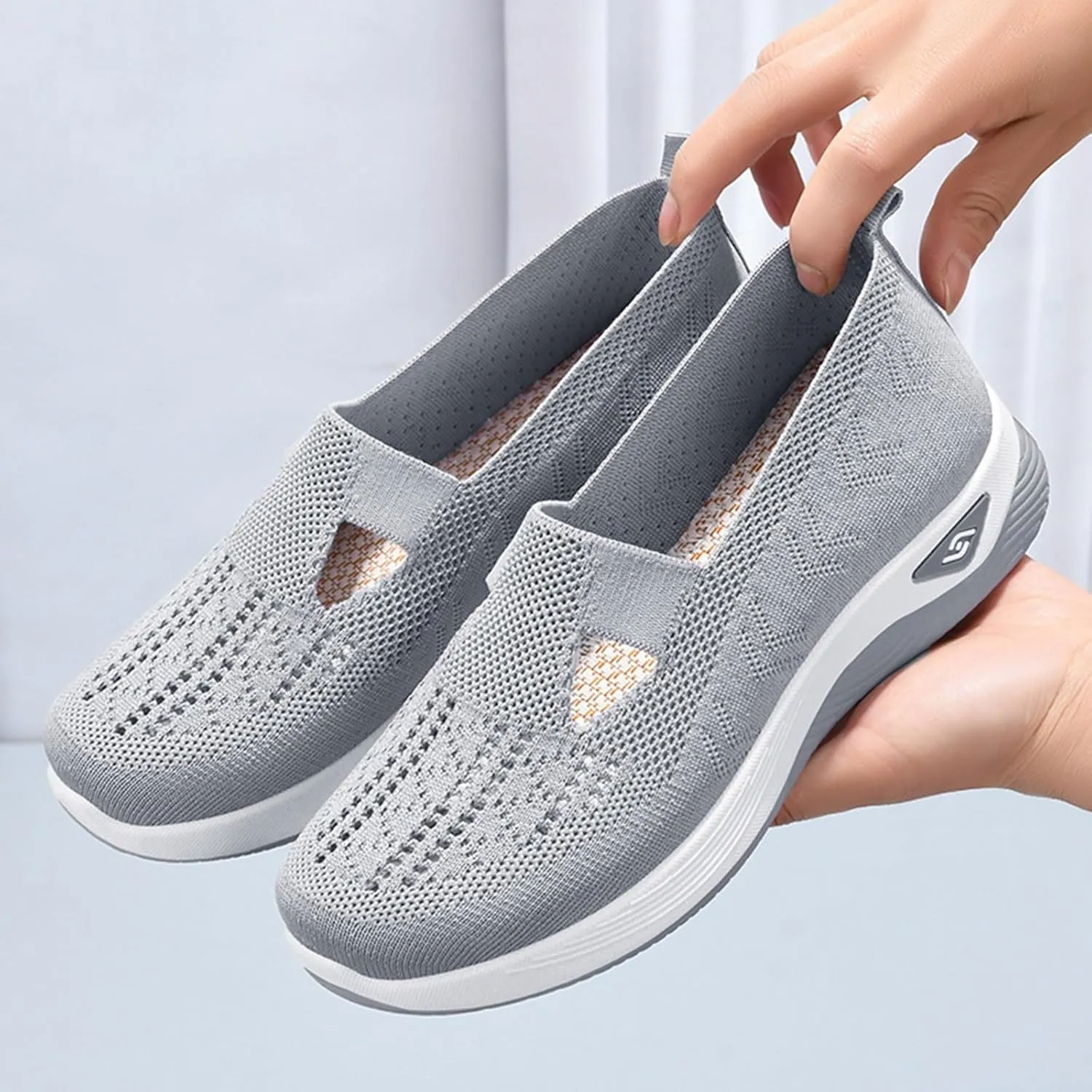 Cathalem Walking Shoes for Women, Women's Woven Orthopedic Breathable Soft Sole Shoes Outdoor Fashion Sneakers