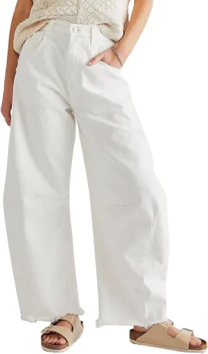 CHARTOU Women Barrel Jeans Distressed Boyfriend Baggy Jeans High Waist Wide Leg Jeans Y2k Ripped Harem Pants
