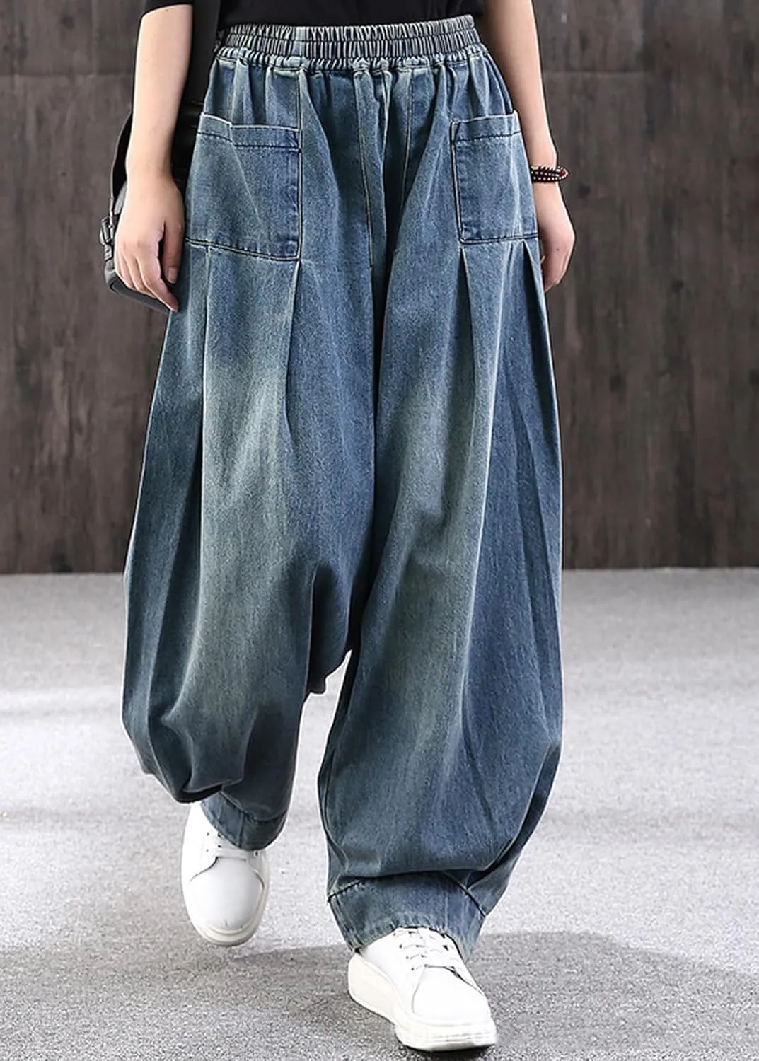 CHARTOU Women Wide Leg Jeans Baggy Y2k Denim Pants Palazzo Jeans Loose Harem Pants Pleated Balloon Barrel Jeans