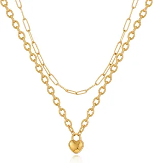 Chunky Heart Chain Necklaces Heart Necklaces Gold Chain Layered Necklaces Valentines Day Necklaces