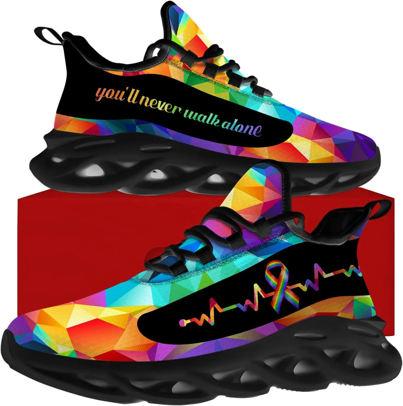 Ciadoon American Flag Shoes for Men Women Road Running Sport Walking Tennis Sneakers 4th of July Shoes Gifts for Him Her