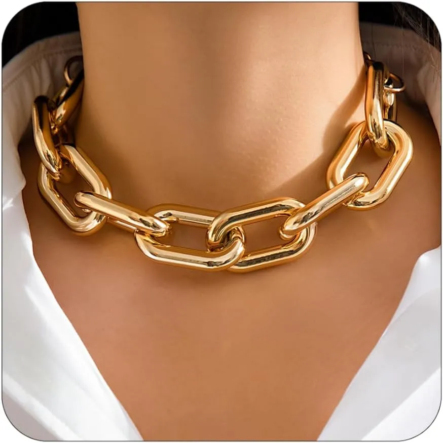 CJIAYUJEW Gold Layered Necklaces for Women Chunky Chain Necklace OT Toggle Clasp Necklaces Stackable Thick Choker Necklaces Trendy Paperclip Pendant Necklaces for Women