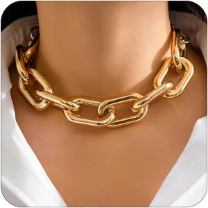 CJIAYUJEW Gold Layered Necklaces for Women Chunky Chain Necklace OT Toggle Clasp Necklaces Stackable Thick Choker Necklaces Trendy Paperclip Pendant Necklaces for Women