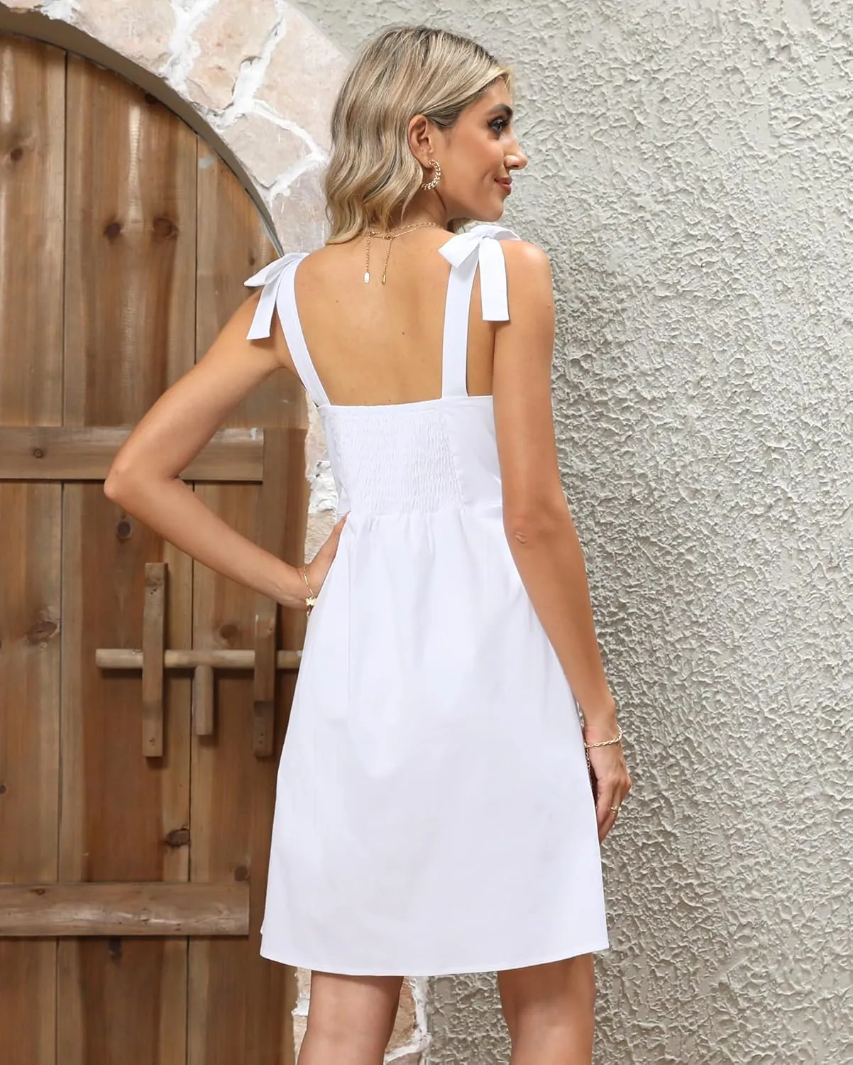 Clarisbelle Women Summer Tie Strap Sleeveless Beach Dress