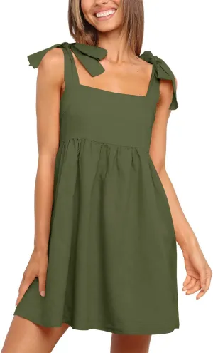 Clarisbelle Women Summer Tie Strap Sleeveless Beach Dress
