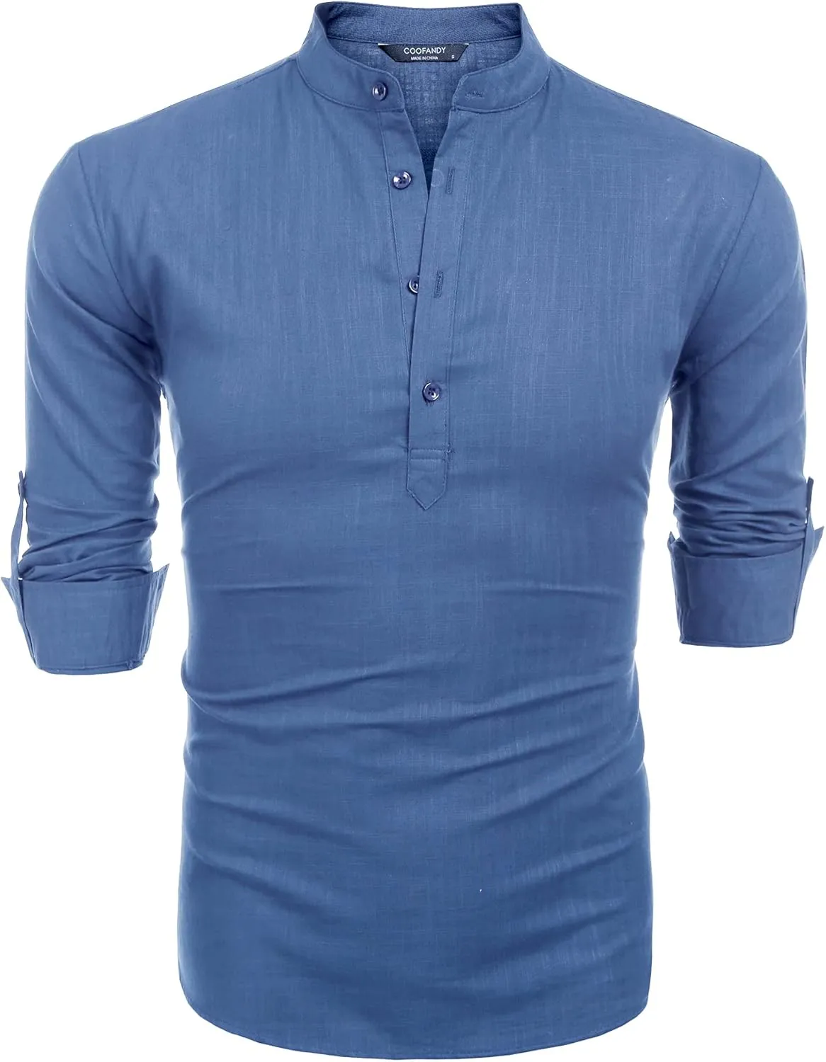 COOFANDY Men's Cotton Linen Henley T-Shirts Long Sleeve Hippie Casual Beach T-Shirts