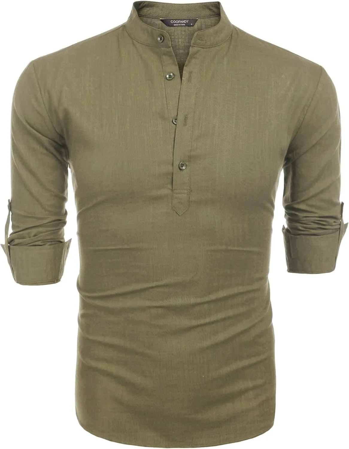 COOFANDY Men's Cotton Linen Henley T-Shirts Long Sleeve Hippie Casual Beach T-Shirts