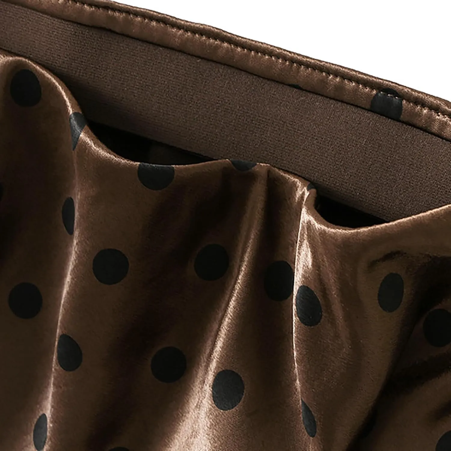 CORIRESHA Women's Elegant Polka Dot Skirt Elasticized Waistband Flowy Maxi Satin Skirt