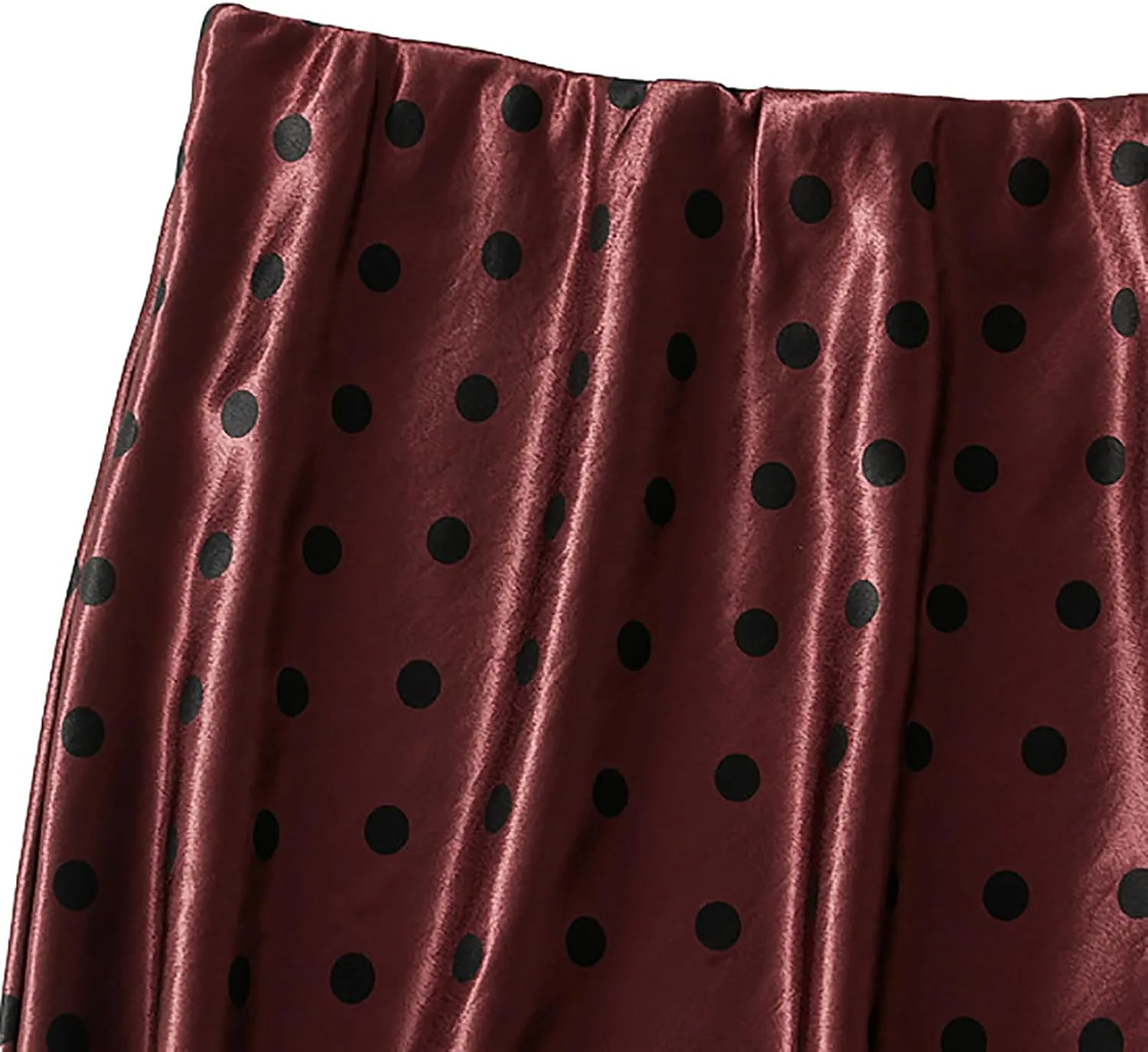 CORIRESHA Women's Elegant Polka Dot Skirt Elasticized Waistband Flowy Maxi Satin Skirt
