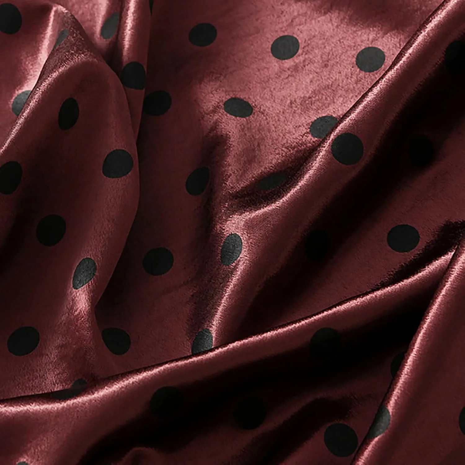 CORIRESHA Women's Elegant Polka Dot Skirt Elasticized Waistband Flowy Maxi Satin Skirt