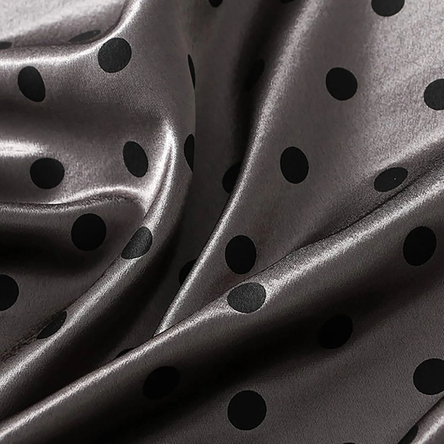 CORIRESHA Women's Elegant Polka Dot Skirt Elasticized Waistband Flowy Maxi Satin Skirt