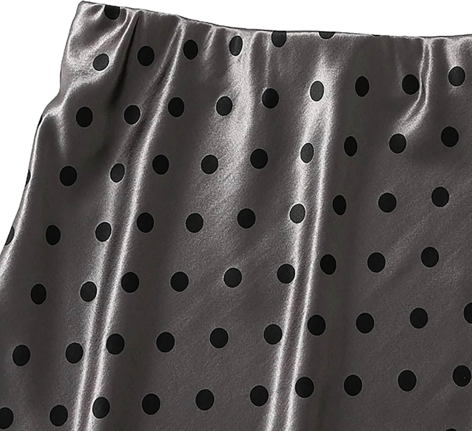 CORIRESHA Women's Elegant Polka Dot Skirt Elasticized Waistband Flowy Maxi Satin Skirt