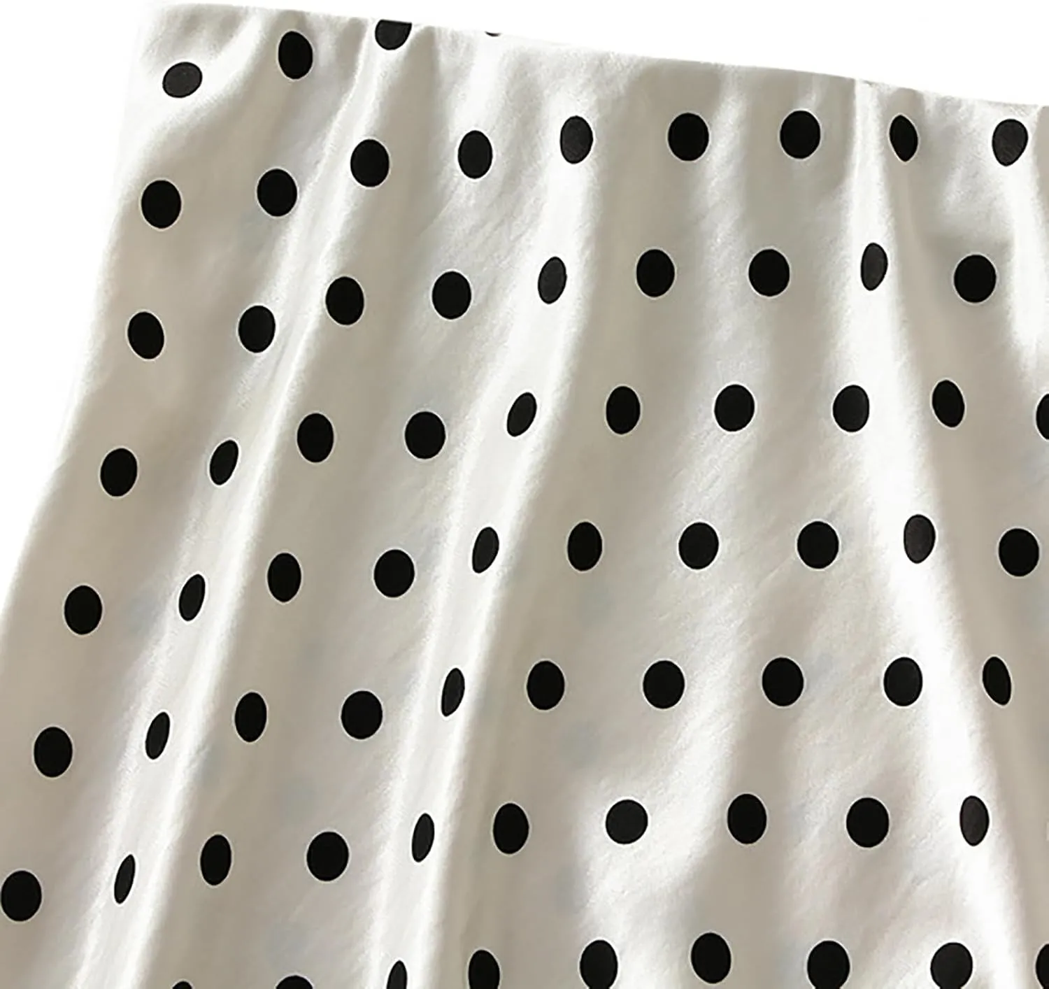 CORIRESHA Women's Elegant Polka Dot Skirt Elasticized Waistband Flowy Maxi Satin Skirt