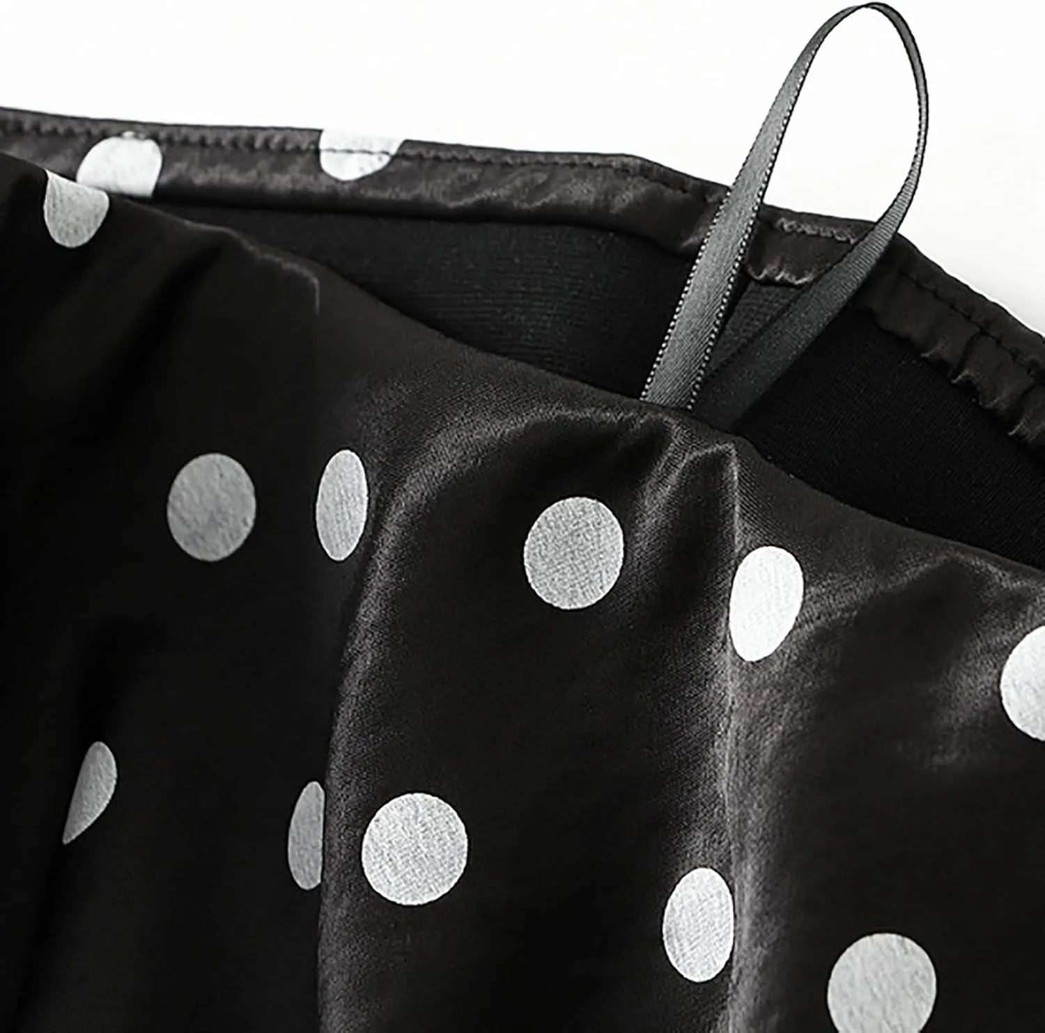CORIRESHA Women's Elegant Polka Dot Skirt Elasticized Waistband Flowy Maxi Satin Skirt