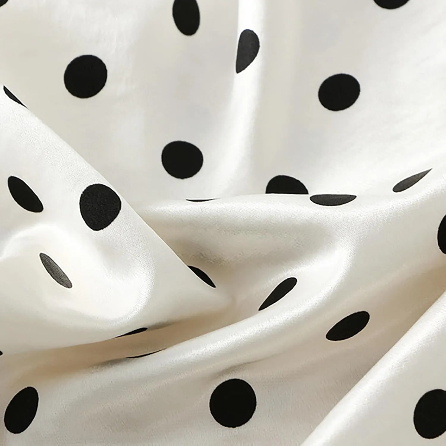 CORIRESHA Women's Elegant Polka Dot Skirt Elasticized Waistband Flowy Maxi Satin Skirt