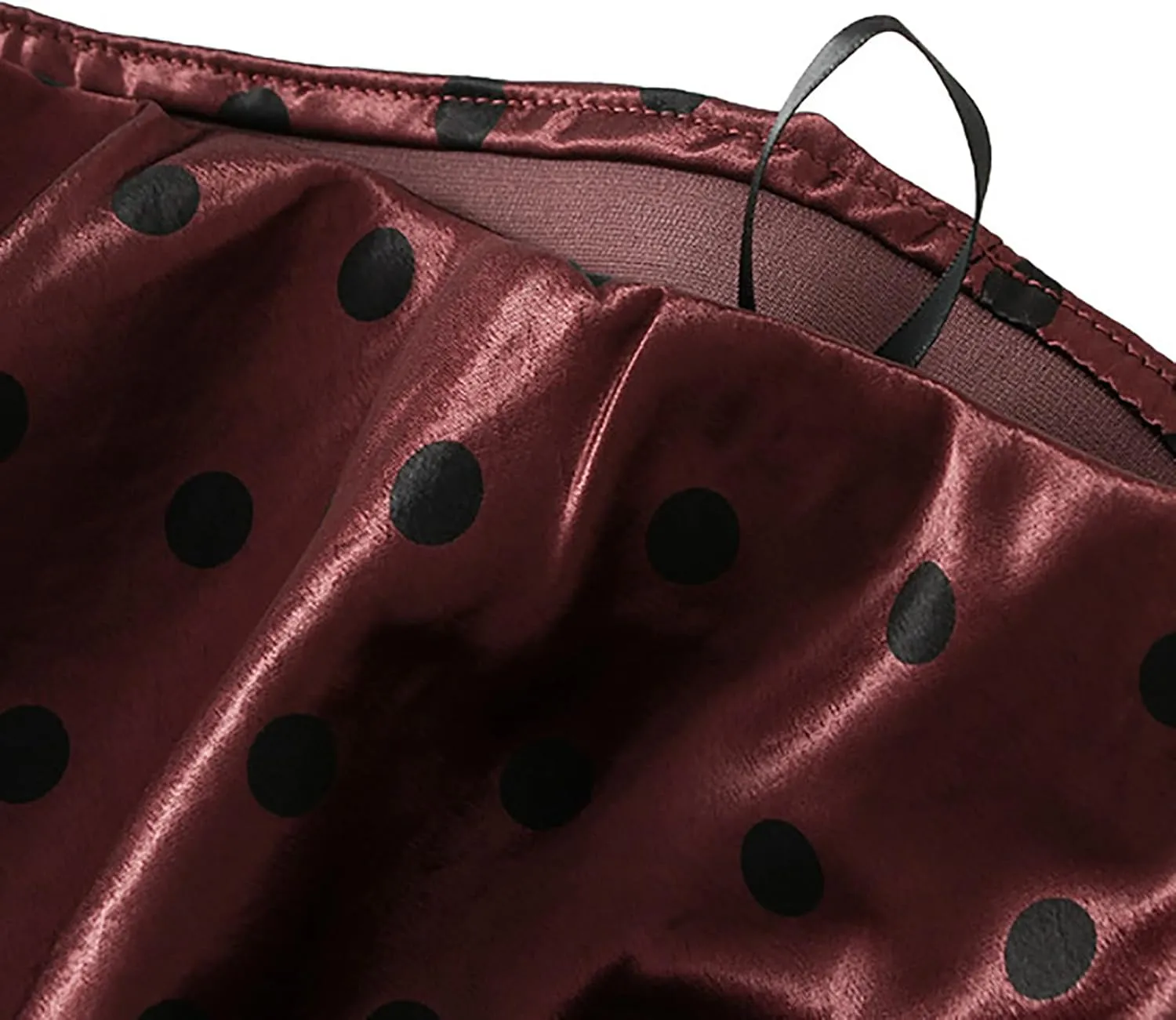 CORIRESHA Women's Elegant Polka Dot Skirt Elasticized Waistband Flowy Maxi Satin Skirt