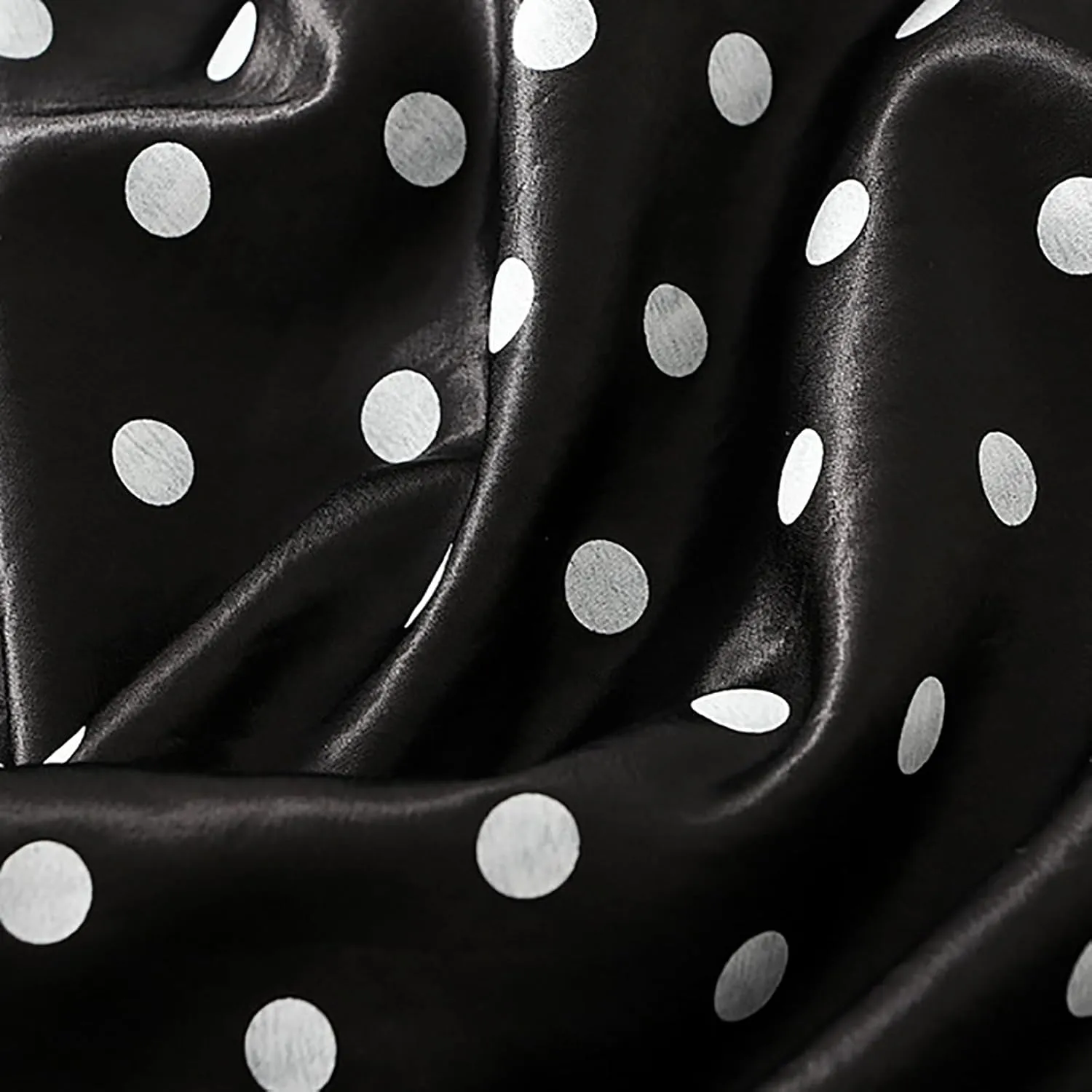 CORIRESHA Women's Elegant Polka Dot Skirt Elasticized Waistband Flowy Maxi Satin Skirt