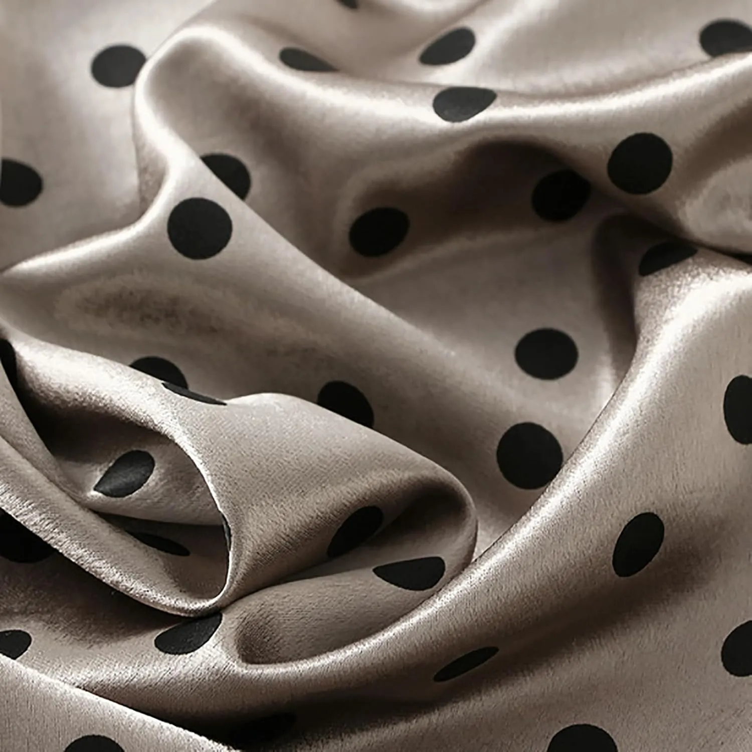 CORIRESHA Women's Elegant Polka Dot Skirt Elasticized Waistband Flowy Maxi Satin Skirt